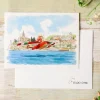 Carte de vœux aquarelle 24 x 15,8 cm Hydravion - Porco Rosso