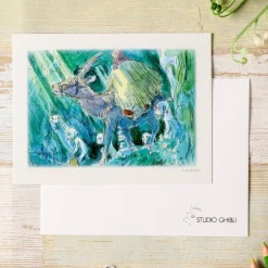 Carte de vœux aquarelle 24 x 15,8 cm Ashitaka dans la forêt - Prince